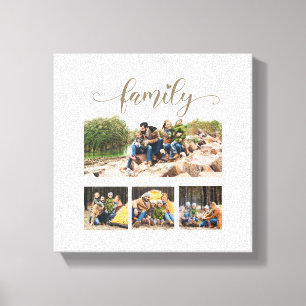 Anpassad fyrfamiljs fotokollage med söt, dekorativ canvastryck
