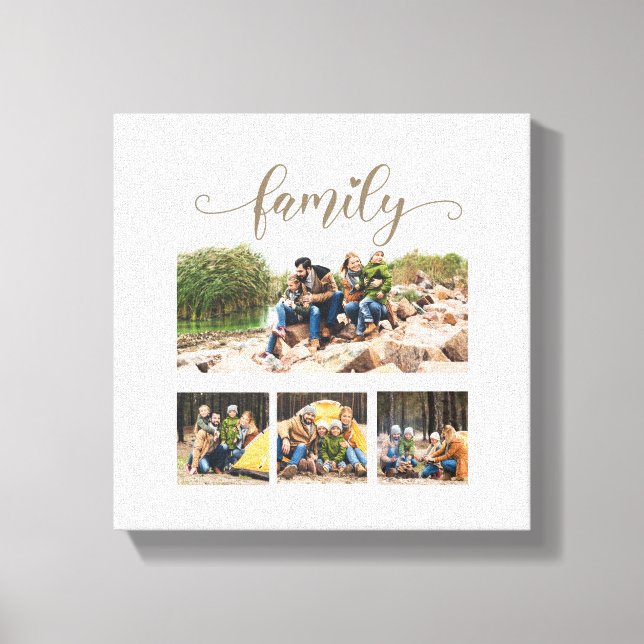 Anpassad fyrfamiljs fotokollage med söt, dekorativ canvastryck (Framsida)