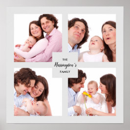 Anpassad fyrsektioners familjefotokollage fyrkanti poster