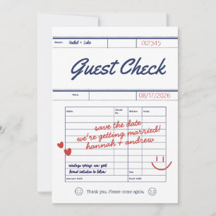Anpassad gästchecklista Bröllop Save the Date-kort Spara Datumet