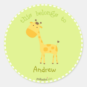 Anpassad*Giraffe Stickers Bok Runt Klistermärke