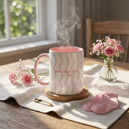 Anpassad Girl Dad Club Randig Keramisk Kaffe Mugg