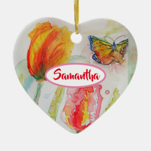 Anpassad Girls Namn Tulip Blommigt Ornament