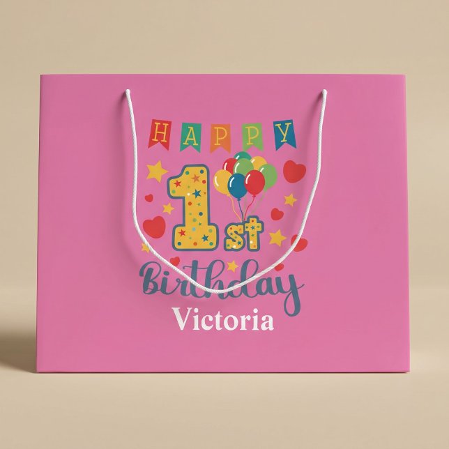 Anpassad Glad 1-årsdag Stor Presentpåse (Skapare uppladdad)