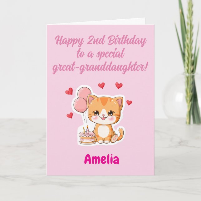 Anpassad Glad 2-årsdag Ol-dotterdotter Kort (Framsida)