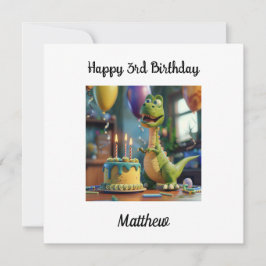 Anpassad Glad 3-årsdag Grattis, Dino Kort