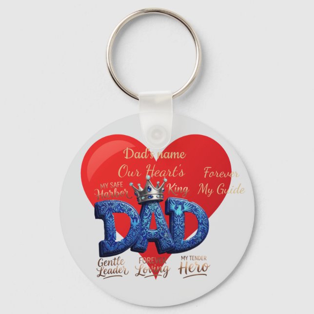 Anpassad Glad Fars Dag Pappa Hjärta Nyckelring (Framsida)