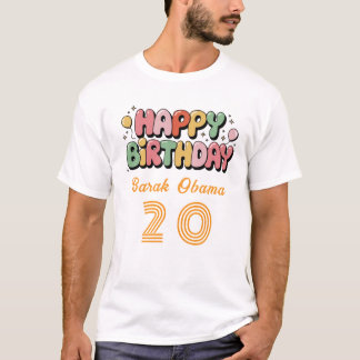 Anpassad Glad Födelsedag T-Shirt med Namn & Ålder 