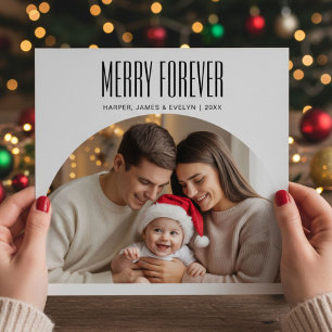 Anpassad Glad För Alltid Familjefoto Ornament Julkort