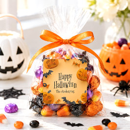 Anpassad Glad Halloween Pumpa Barn Godispåse Fyrkantigt Klistermärke