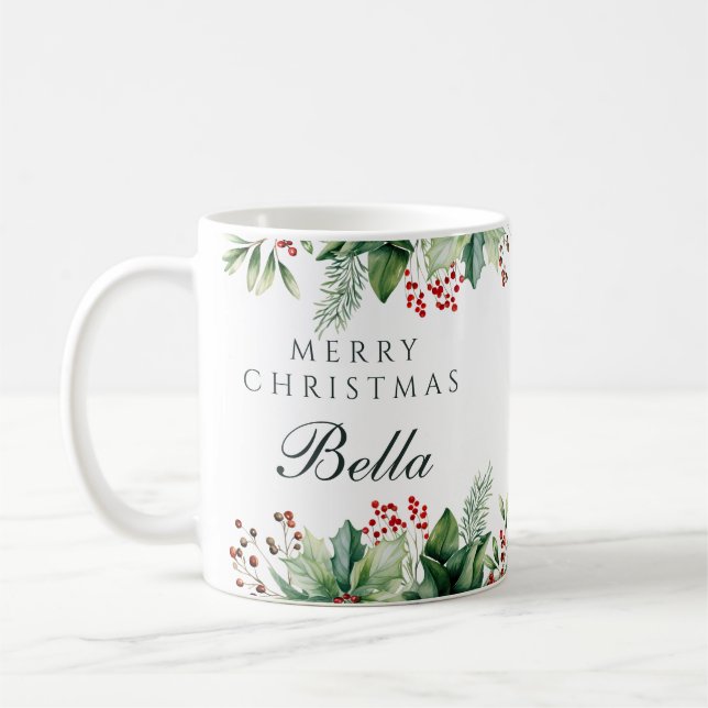Anpassad Glad Jul Blommig Kaffemugg (Vänster)