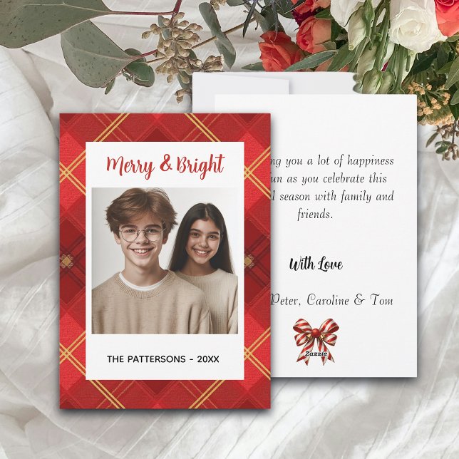 Anpassad Glad Jul Firande Randigt Rött Grönt Foto Julkort (Skapare uppladdad)