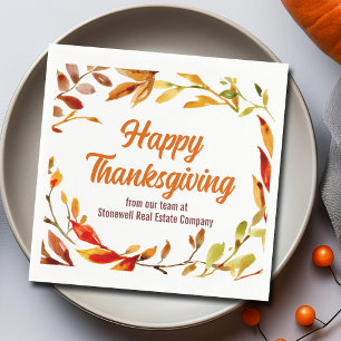 Anpassad Glad tack till Thanksgiving Höstlöv Föret Pappersservett