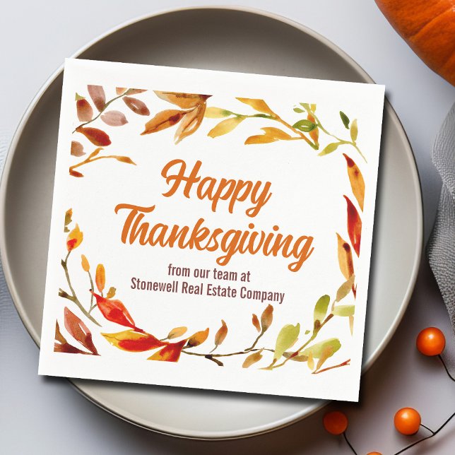 Anpassad Glad tack till Thanksgiving Höstlöv Föret Pappersservett (Skapare uppladdad)