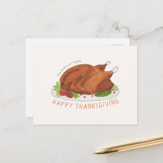 Anpassad Glad Thanksgiving Stekt Kalkon Postkort Helg Vykort