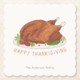 Anpassad Glad Thanksgiving Stekt Kalkon Underlägg Papper