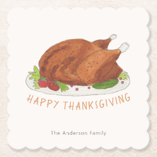 Anpassad Glad Thanksgiving Stekt Kalkon Underlägg Papper