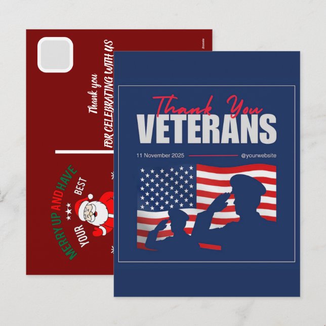 Anpassad Glad Veterans Day! Tack Kort Utskrivbara (Fram/baksida)