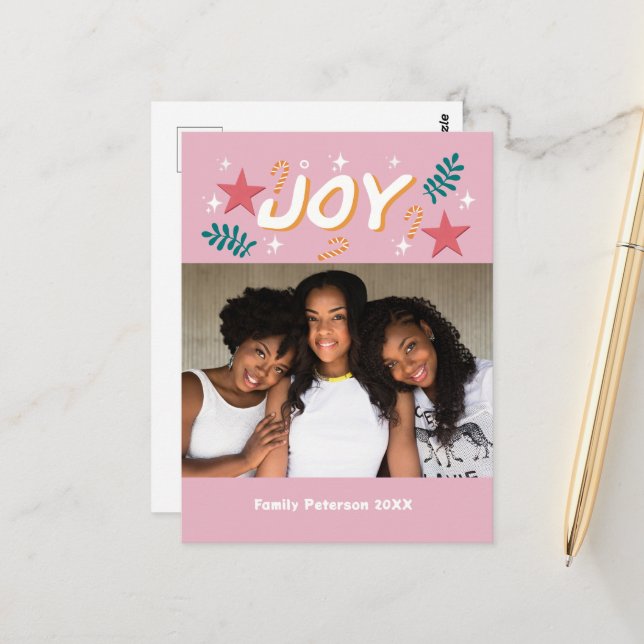 Anpassad glädje trendig foto flickaktig söt Tacksa Vykort (Fram/Back In Situ)