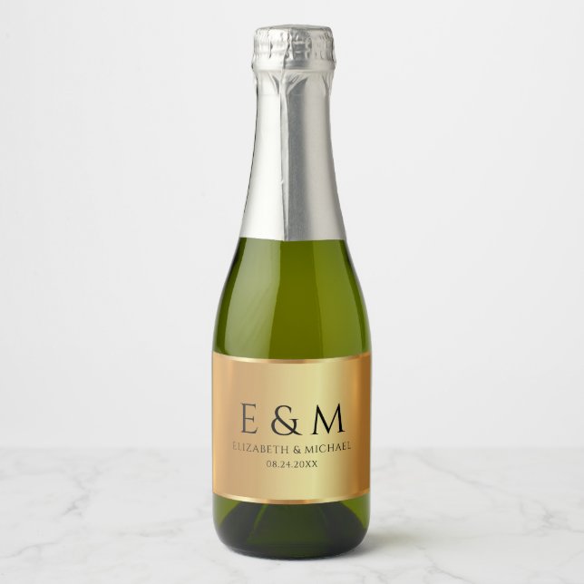 Anpassad Glamour Guld Text Monogram Rädda Datum (Framsida)