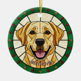 Anpassad glaseffekt med hundnamn jul  julgransprydnad keramik
