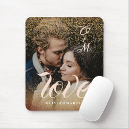 Anpassad glitterguldparfoto med monogram musmatta
