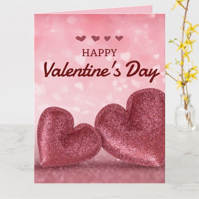 Anpassad Gnistrande Lila Hjärtformad Blank Valenti Kort (Gul blomma)