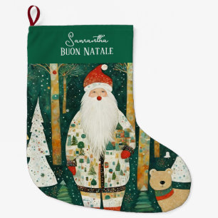 Anpassad God Jul Italiensk Vintage Tomte Stor Julstrumpa