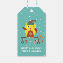 Anpassad "God jul"-jälljul Uggla Presentetikett