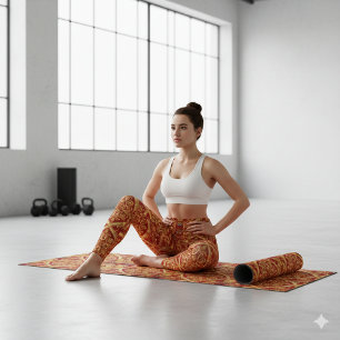 Anpassad Golden Red Ornate: Lyxig Aktivkläder Leggings