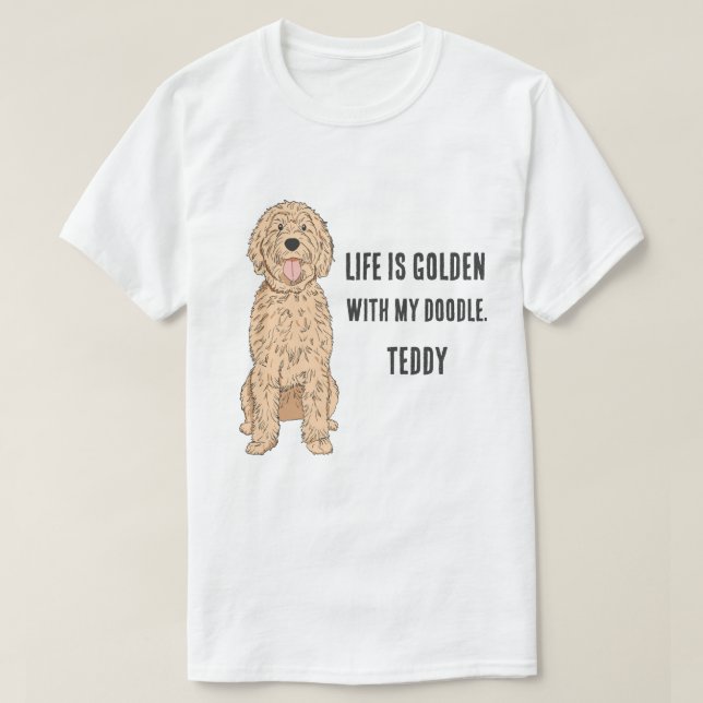 Anpassad Goldendoodle Doodle Pappa Herrtröja T Shirt (Design framsida)
