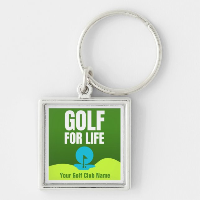Anpassad Golf for Life-nyckelkedja Fyrkantig Silverfärgad Nyckelring (Framsidan)