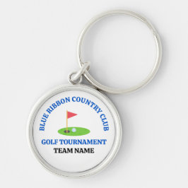 Anpassad golfbana eller country club rund silverfärgad nyckelring
