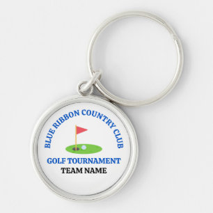 Anpassad golfbana eller country club rund silverfärgad nyckelring