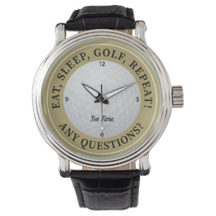 Anpassad golfboll Sport Golfare Citat Guld & Svart Armbandsur