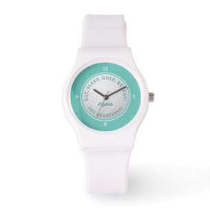 Anpassad golfboll sport golfare Citat Teal Chic Armbandsur