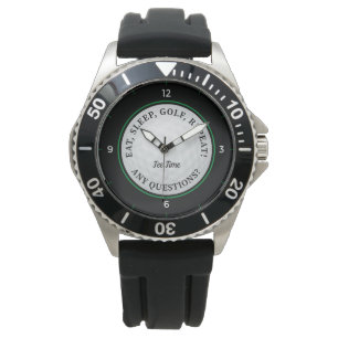 Anpassad golfbollscitat Svart Grön Herr Sport Armbandsur