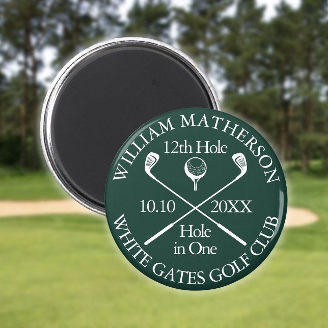 Anpassad golfhål Hole In One Smaragdgrön Magnet (Custom Golf Hole In One Emerald Green Magnet)