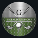 Anpassad golfmonogramdesign runt klistermärke<br><div class="desc">Minimalistisk anpassad elegant golfmonogramdesign av Edward Eksi. Enkel modifiering av INITIALER och TEXTER för dina behov.</div>