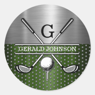 Anpassad golfmonogramdesign runt klistermärke