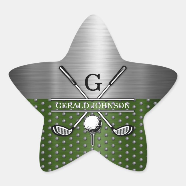 Anpassad golfmonogramdesign stjärnformat klistermärke (Framsida)