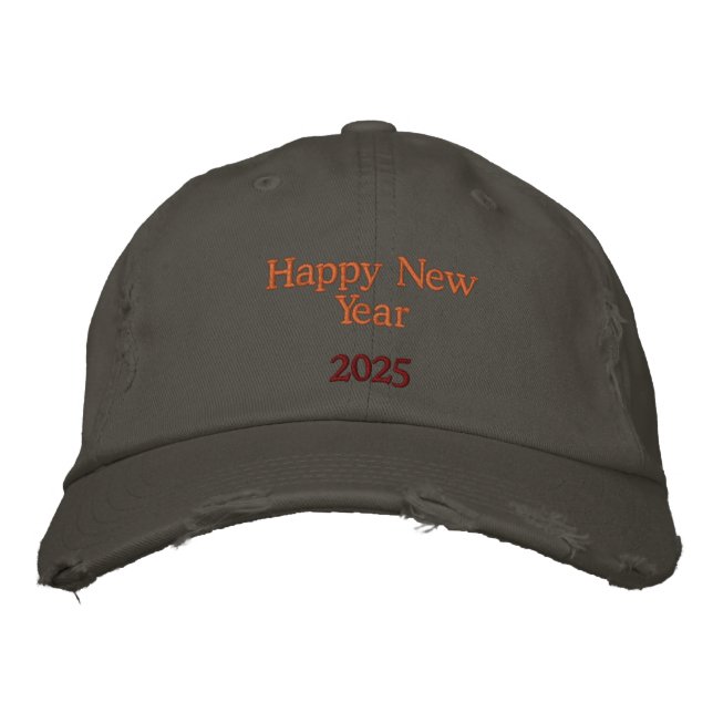 Anpassad Gott Nytt År 2025 Text Tryckt Nickel  Broderad Keps (Framsida)