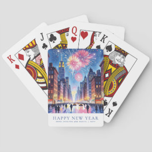 Anpassad Gott Nytt År New York City Eldshow Casinokort