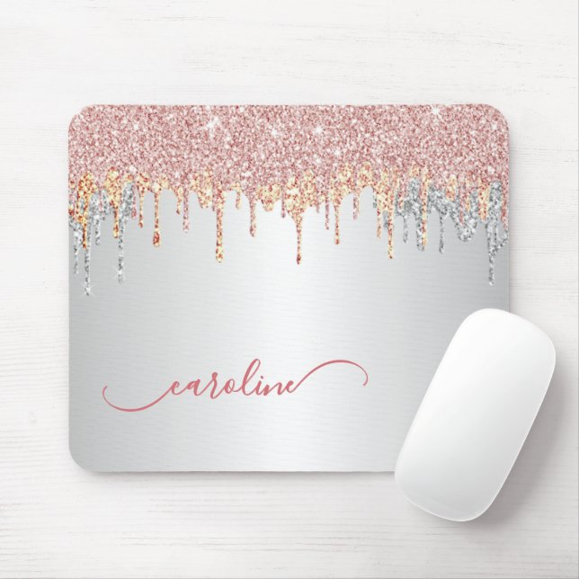 Anpassad grå silver rosé guld glitter musmatta (Med mus)