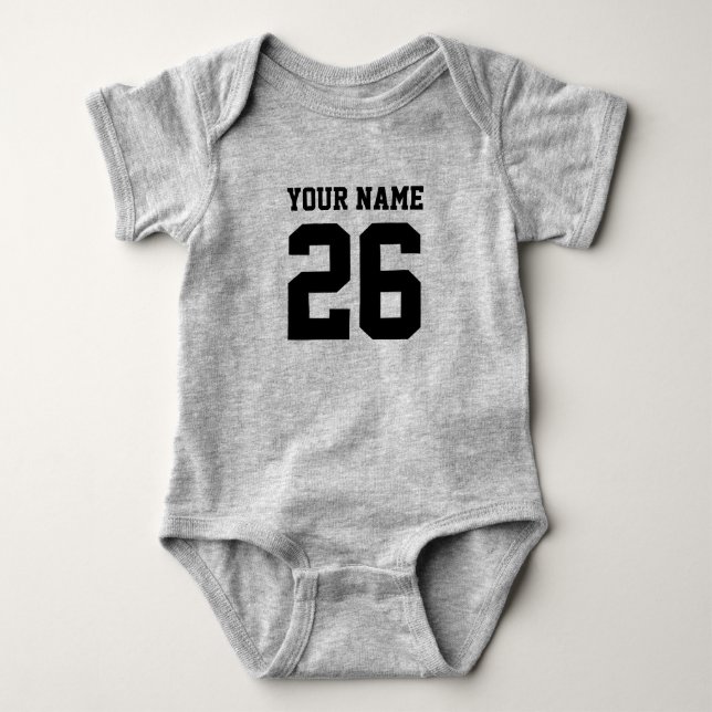 Anpassad grå sport fotbollströja baby bodysuits tröja (Framsida)