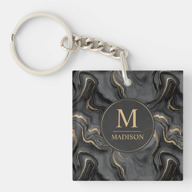 Anpassad grå svart och guld glitter marmor mönster (Framsidan)