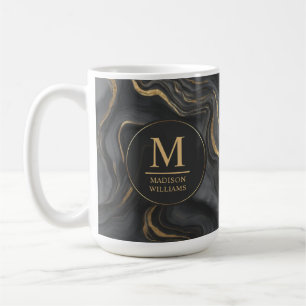 Anpassad grå svart och guld glitter marmor mönster kaffemugg
