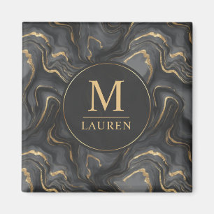 Anpassad grå svart och guld glitter marmor mönster magnet