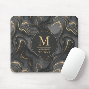 Anpassad grå svart och guld glitter marmor mönster musmatta