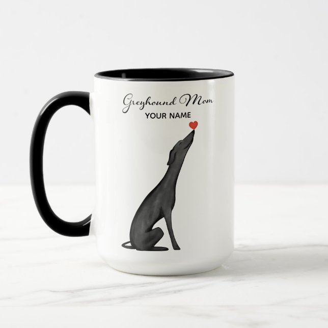 Anpassad gråhundsmamma-mugg, Personlig, kaffemugg (Vänster)